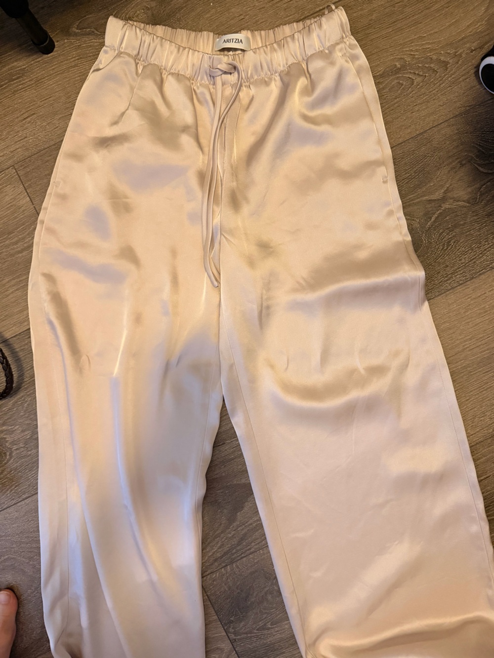 Aritzia Satin Sleep Pants in Light Blush